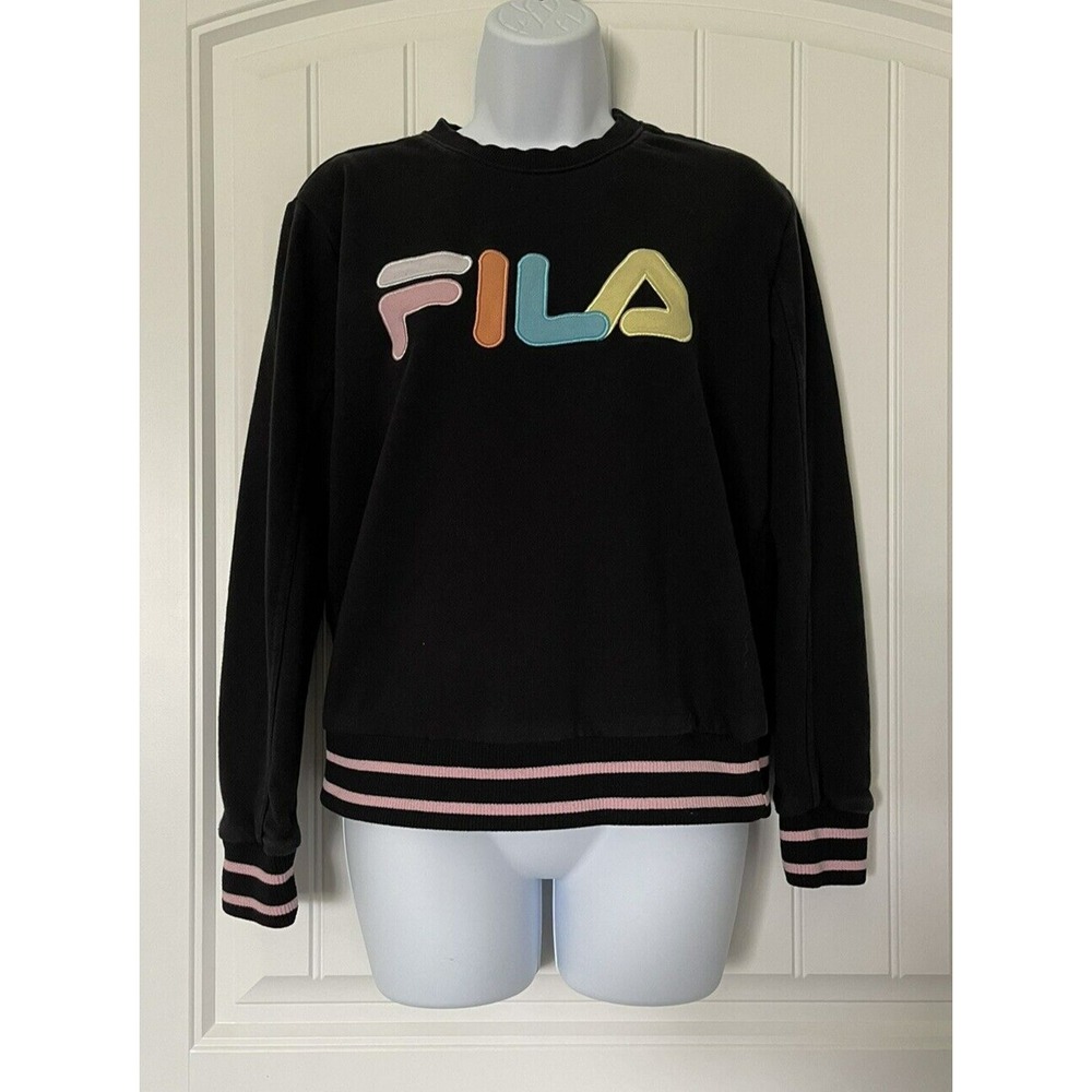 FILA Crew Neck‎ Sweatshirt Black Sweater Pullover Womens Size Small